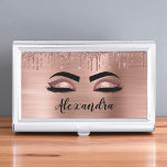 Rose Gold Glitter Sparkle Eyelashes Monogram Name Business Card Case<br><div class="desc">Rose Gold Faux Foil Metallic Sparkle Glitter Brushed Metal Monogram Name and Initial Eyelashes (Lashes),  Eyelash Extensions and Eyes Blush Pink Business Card Holder. This makes the perfect sweet 16 birthday,  wedding,  bridal shower,  anniversary,  baby shower or bachelorette party gift for someone decorating her room in trendy cool style.</div>