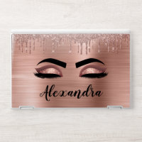 Rose Gold Glitter Sparkle Eyelashes Monogram Name