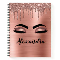 Rose Gold Glitter Sparkle Eyelashes Monogram Name Notebook Rose Gold Glitter Sparkle Eyelashes Monogram Name Notebook