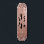 Rose Gold Glitter Sparkle Eyelashes Monogram Name Skateboard<br><div class="desc">Rose Gold Faux Foil Metallic Sparkle Glitter Brushed Metal Monogram Name and Initial Eyelashes (Lashes),  Eyelash Extensions and Eyes Blush Pink Skateboard. This makes the perfect sweet 16 birthday,  wedding,  bridal shower,  anniversary,  baby shower or bachelorette party gift for someone decorating her room in trendy cool style.</div>