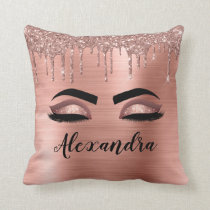 Rose Gold Glitter Sparkle Eyelashes Monogram Name Throw Pillow Rose Gold Glitter Sparkle Eyelashes Monogram Name Throw Pillow