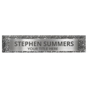 Rose Gold Glitter  Sparkle Glam Custom Desk Name Plate
