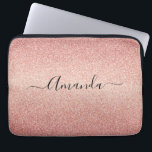 Rose gold glitter sparkle glam gradient name laptop sleeve<br><div class="desc">Girly and elegant. A rose gold gradient faux glitter pattern. Personalize and add your name. The name is written with a modern hand lettered style script. Dark rose gold colored letters. To keep the swashes only delete the sample name, leave the spaces or emoji's in front and after the name....</div>