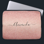 Rose gold glitter sparkle glam gradient name laptop sleeve<br><div class="desc">Girly and elegant. A rose gold gradient faux glitter pattern. Personalize and add your name. The name is written with a modern hand lettered style script. Dark rose gold colored letters. To keep the swashes only delete the sample name, leave the spaces or emoji's in front and after the name....</div>