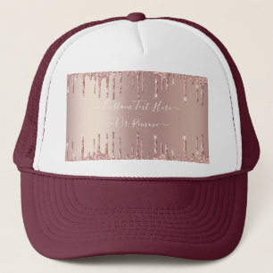 Rose Gold Glitter Sparkle Hat with Custom Text