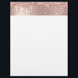 Rose Gold Glitter Sparkle Letterhead Custom Text<br><div class="desc">Personalized Letterhead with Rose Gold Blush Glitter Sparkle Drips Custom Text Pink Modern - Add Your Unique Text / Name or Remove Text / Elements - Make Your Special Gift - Resize and move or remove and add text / elements with customization tool. Design by MIGNED. Please see my other...</div>