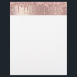 Rose Gold Glitter Sparkle Letterhead Custom Text<br><div class="desc">Personalized Letterhead with Rose Gold Blush Glitter Sparkle Drips Custom Text Pink Modern - Add Your Unique Text / Name or Remove Text / Elements - Make Your Special Gift - Resize and move or remove and add text / elements with customization tool. Design by MIGNED. Please see my other...</div>
