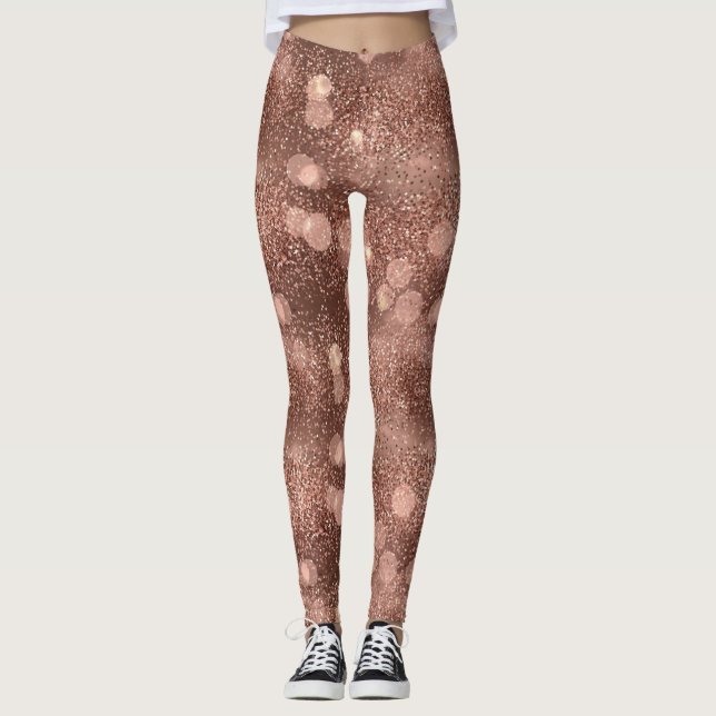 Rose Gold Glitter Sparkle Luxury Pattern Leggings (Front)
