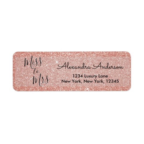 Rose Gold Glitter Sparkle Miss to Mrs Label