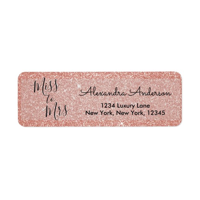 Rose Gold Glitter Sparkle Miss to Mrs Label (Front)
