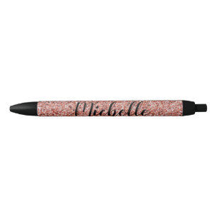 Rose Gold Glitter Sparkle Modern Personalized Pen