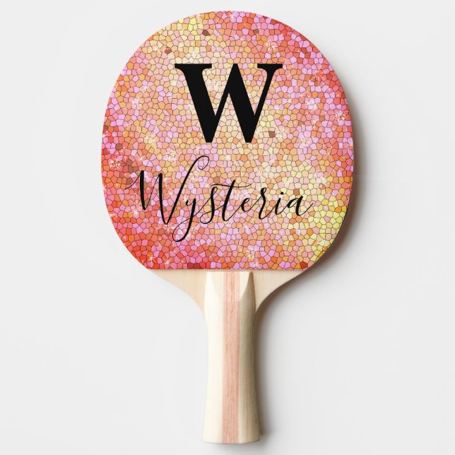 Rose Gold Glitter Sparkle Monogram Chalkboard Name Ping Pong Paddle (Front)