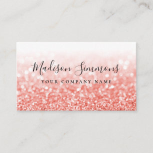 Rose Gold Glitter Sparkle Monogram Stylish Script Business Card