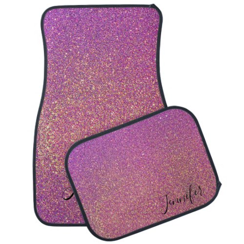 Rose Gold Glitter Sparkle Ombre Personalized Name Car Floor Mat