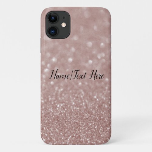 Rose Gold Glitter Sparkle Pattern Background Name iPhone 11 Case
