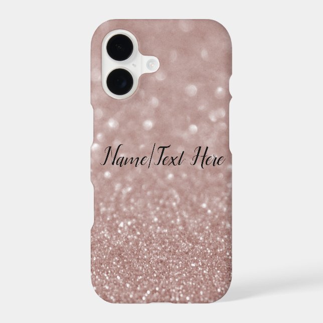 Rose Gold Glitter Sparkle Pattern Background Name Iphone Case (Back)