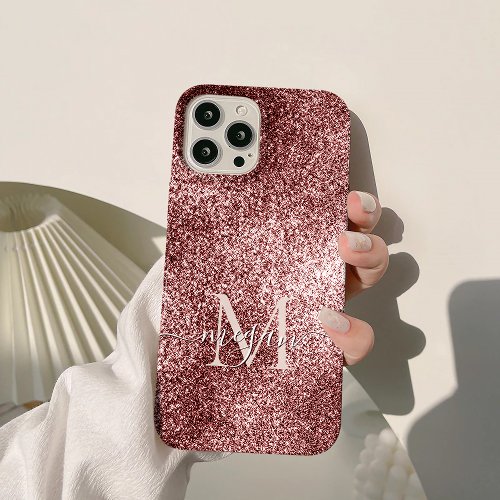 Rose Gold Glitter Sparkle Shimmering Metallic  iPhone 15 Pro Max Case