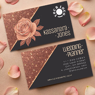 Rose Gold Glitter Sparkle Stars Luxurious Chic Business Card