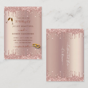 Rose Gold Glitter Sparkle Wedding Invitation