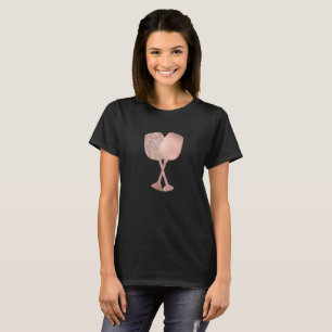 Rose Gold Glitter Sparkle Wine Glasses T-Shirt