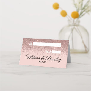 Rose Gold Glitter Sparkles Blush Pink Place Cards