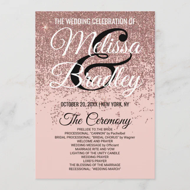 Rose Gold Program Rose Gold Glitter Sparkles Blush Pink Programs | Zazzle