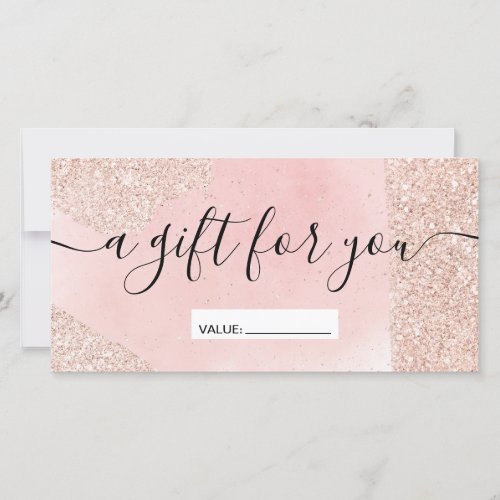 Rose gold glitter sparkles pink gift certificate