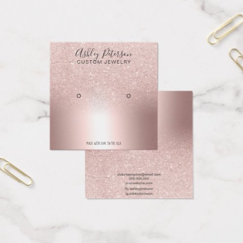 rose gold glitter sparkles stud earring display