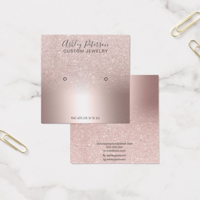 rose gold glitter sparkles stud earring display (Office)