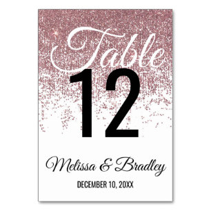 Rose Gold Glitter Sparkles White Table Number