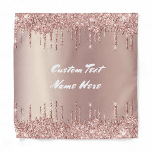 Rose Gold Glitter Sparkly Bandana with Custom Text
