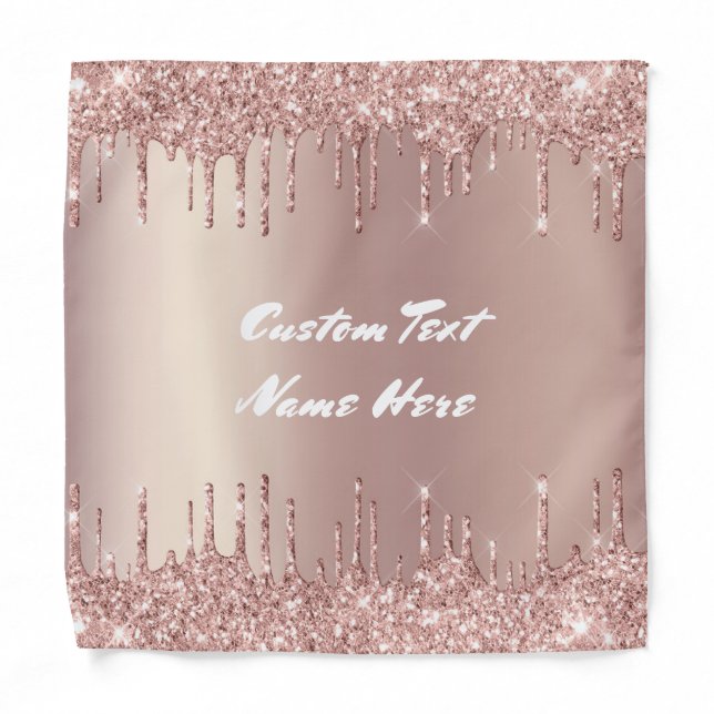 Rose Gold Glitter Sparkly Bandana with Custom Text (Front)