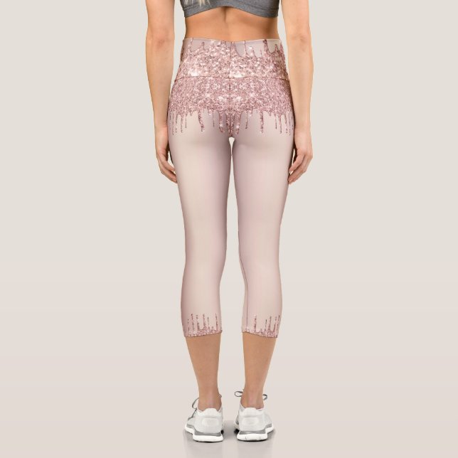 Rose Gold Glitter Sparkly Belly Dance Leggings (Back)