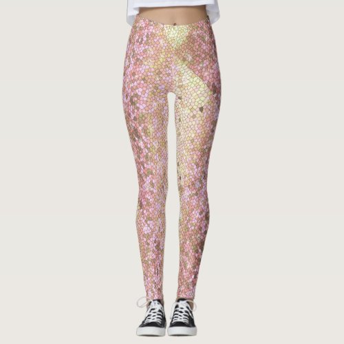 Rose Gold Glitter Sparkly Bling Fashion Yoga Pants