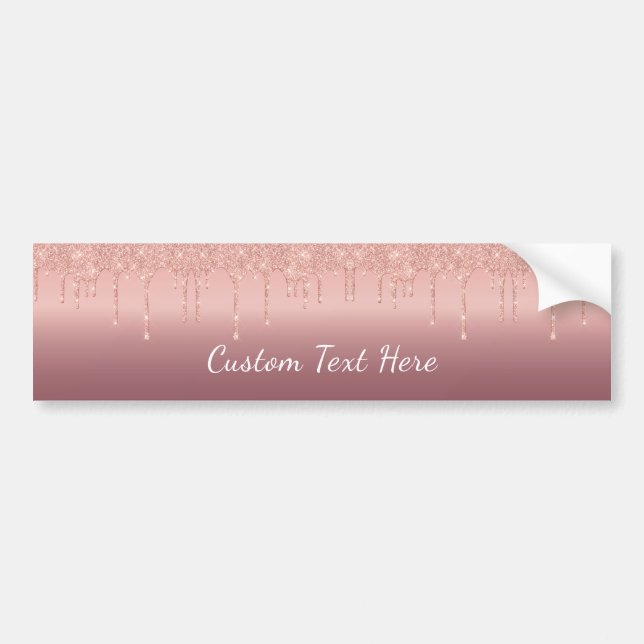 Rose Gold Glitter Sparkly Bumper Sticker Your Text (Front)