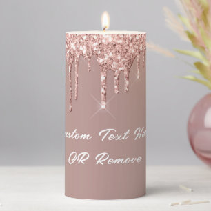 Rose Gold Glitter Sparkly Candle Personalized Text