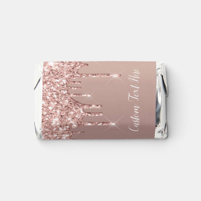 Rose Gold Glitter Sparkly Cusom Text Your Name Hershey's Miniatures (Front)