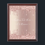 Rose Gold Glitter Sparkly Custom Text Award Plaque<br><div class="desc">Awards Plaque with Rose Gold Blush Glitter Sparkle Drips Custom Text Pink Modern - Add Your Unique Text or Remove Text - Make Your Special Award Plaques Gift - Resize and move or remove and add text / elements with Customization tool. Choose Fonts / size / color ! Design by...</div>