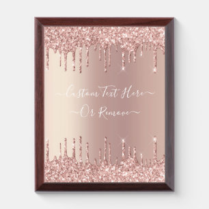 Rose Gold Glitter Sparkly Custom Text Award Plaque