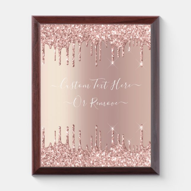 Rose Gold Glitter Sparkly Custom Text Award Plaque (Vertical)
