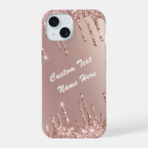 Rose Gold Glitter Sparkly Custom Text iPhone Case