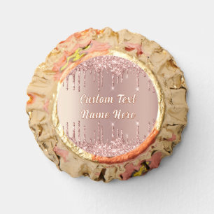 Rose Gold Glitter Sparkly Custom Text Personalized Reese's Peanut Butter Cups