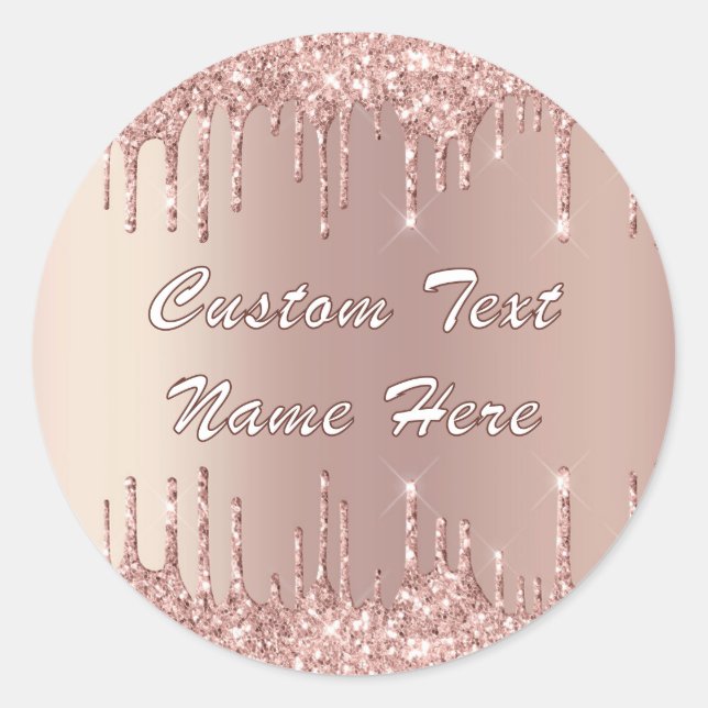 Rose Gold Glitter Sparkly Custom Text Sticker Gift (Front)