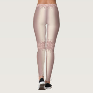 Rose Gold Glitter Sparkly Drips Leggings