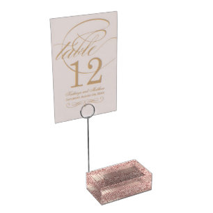 Rose Gold Glitter Sparkly Drips Place Card Holder