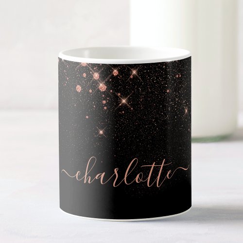 Rose Gold Glitter Sparkly Elegant Glamorous Script Coffee Mug