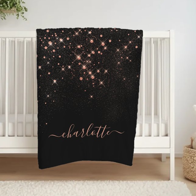 Rose Gold Glitter Sparkly Elegant Glamorous Script Fleece Blanket (Creator Uploaded)