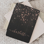 Rose Gold Glitter Sparkly Elegant Glamorous Script iPad Air Cover<br><div class="desc">Create your own personalized black and rose gold diamond sparkle iPad cover with your custom modern handwritten script name.</div>
