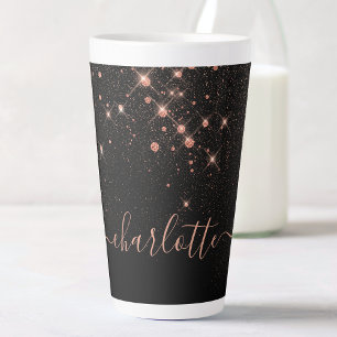 Rose Gold Glitter Sparkly Elegant Glamorous Script Latte Mug