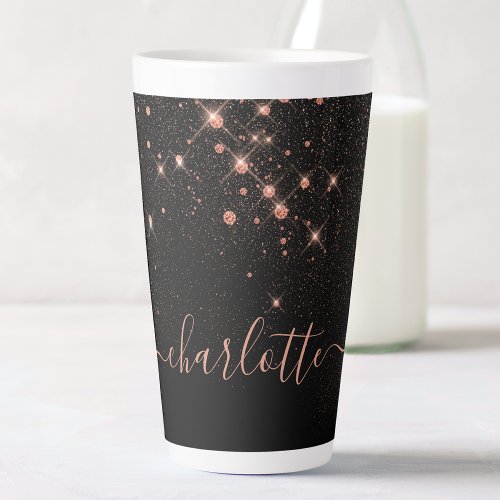 Rose Gold Glitter Sparkly Elegant Glamorous Script Latte Mug